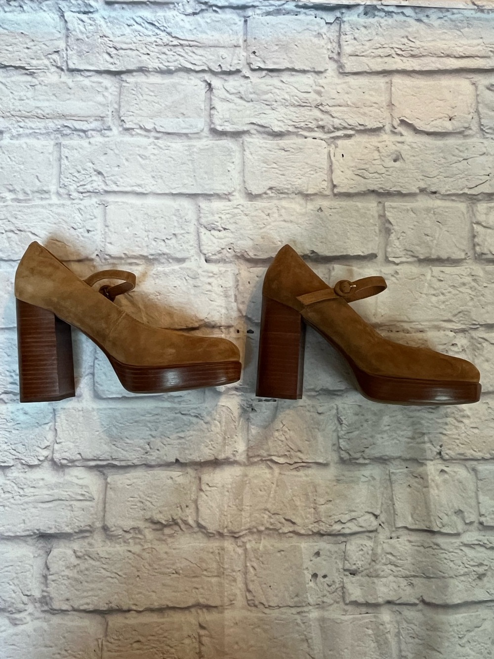 Jeffrey Campbell Mary Ann tan Brown Suede Platform Mary Jane platform block Heel - Picture 4 of 11